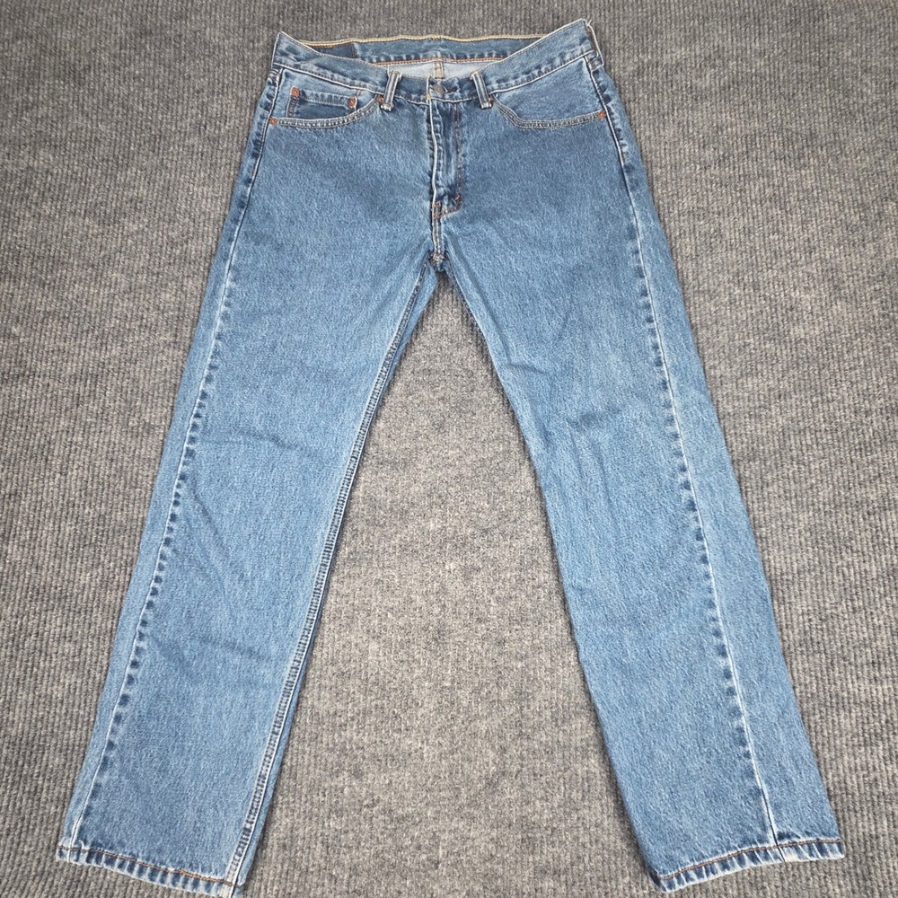 Levi Strauss Co 505 Mens‎ Jeans W36 L32 Light Wash Denim Straight Fit
